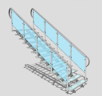 现代化玻璃楼梯SU模型下载_sketchup草图大师SKP模型
