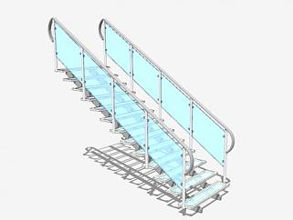 现代化玻璃楼梯SU模型下载_sketchup草图大师SKP模型