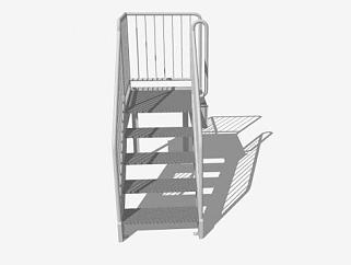金属护栏楼梯SU模型下载_sketchup草图大师SKP模型