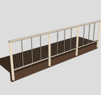 金属护栏木板走道SU模型下载_sketchup草图大师SKP模型