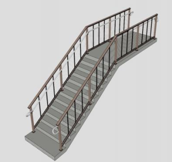 直跑护栏楼梯SU模型下载_sketchup草图大师SKP模型