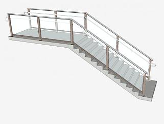 玻璃护栏<em>楼梯</em>SU模型下载_sketchup草图大师SKP模型