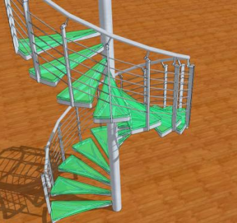 螺旋钢架玻璃楼梯SU模型下载_sketchup草图大师SKP模型