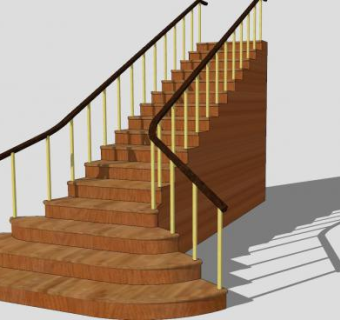 欧式樱桃木楼梯SU模型下载_sketchup草图大师SKP模型
