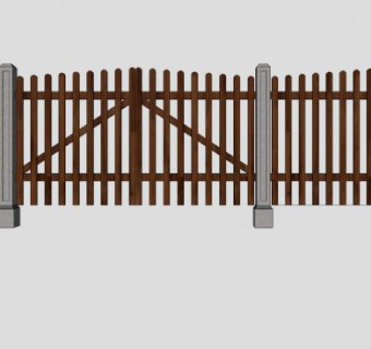 木制栅栏SU模型下载_sketchup草图大师SKP模型