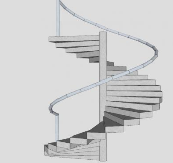 中柱扶手螺旋梯SU模型下载_sketchup草图大师SKP模型