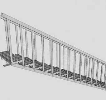 工业直跑钢楼梯SU模型下载_sketchup草图大师SKP模型