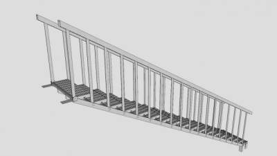 工业直跑钢楼梯SU模型下载_sketchup草图大师SKP模型