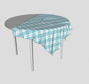 简约桌布SU模型下载_sketchup草图大师SKP模型