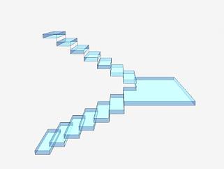 玻璃<em>踏板楼梯</em>SU模型下载_sketchup草图大师SKP模型