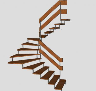 架钢板踏板楼梯SU模型下载_sketchup草图大师SKP模型