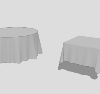 现代白色桌布SU模型下载_sketchup草图大师SKP模型