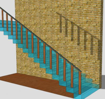 直跑玻璃楼梯SU模型下载_sketchup草图大师SKP模型