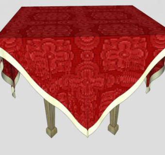 红色桌布SU模型下载_sketchup草图大师SKP模型
