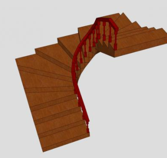 中式家居实木楼梯SU模型下载_sketchup草图大师SKP模型