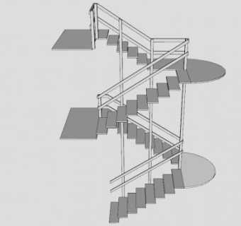 双层U型楼梯SU模型下载_sketchup草图大师SKP模型