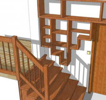 短阶实木楼梯SU模型下载_sketchup草图大师SKP模型