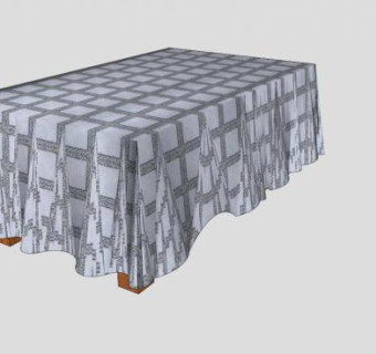 格子简约桌布SU模型下载_sketchup草图大师SKP模型