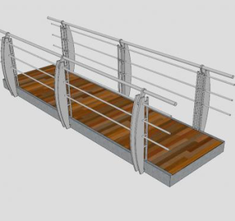 钢木走道护栏SU模型下载_sketchup草图大师SKP模型