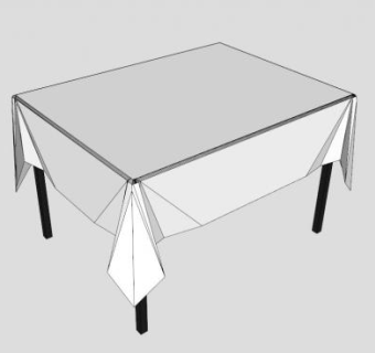 白色餐桌台布SU模型下载_sketchup草图大师SKP模型