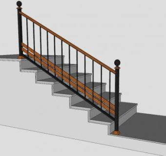 金属木扶梯SU模型下载_sketchup草图大师SKP模型