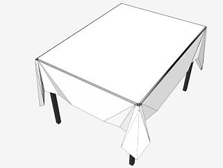 白色桌布餐桌SU模型下载_sketchup草图大师SKP模型