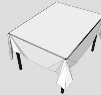 白色桌布餐桌SU模型下载_sketchup草图大师SKP模型