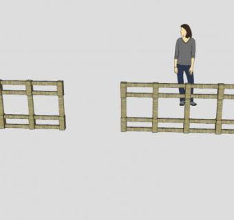 木桩围栏SU模型下载_sketchup草图大师SKP模型