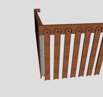 转角木护栏SU模型下载_sketchup草图大师SKP模型