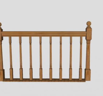 实木走道护栏SU模型下载_sketchup草图大师SKP模型