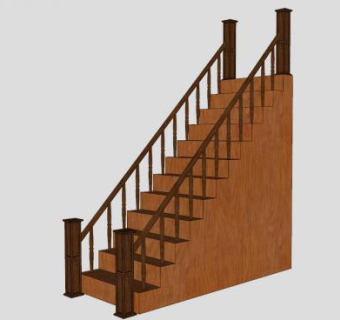 现代实木楼梯SU模型下载_sketchup草图大师SKP模型