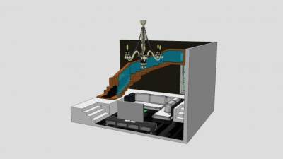 豪华吊灯客厅SU模型下载_sketchup草图大师SKP模型