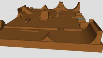 木制滑板场SU模型下载_sketchup草图大师SKP模型