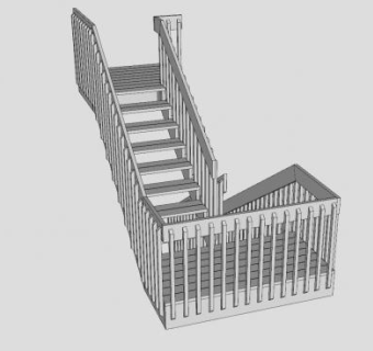 甲板实木楼梯SU模型下载_sketchup草图大师SKP模型