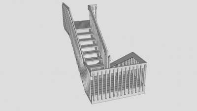 甲板实木楼梯SU模型下载_sketchup草图大师SKP模型