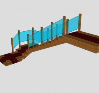 L型别墅楼梯SU模型下载_sketchup草图大师SKP模型