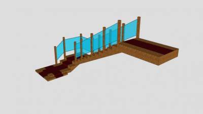 L型别墅楼梯SU模型下载_sketchup草图大师SKP模型
