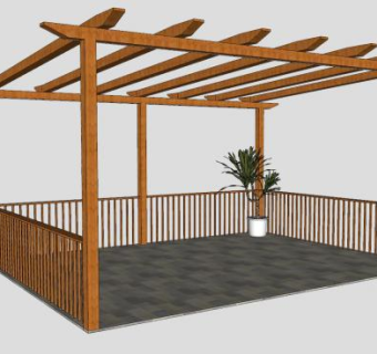 庭院藤架凉亭SU模型下载_sketchup草图大师SKP模型