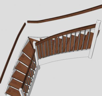 L型钢木楼梯SU模型下载_sketchup草图大师SKP模型