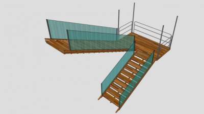 玻璃木楼梯SU模型下载_sketchup草图大师SKP模型