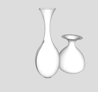 白色陶瓷花盆SU模型下载_sketchup草图大师SKP模型