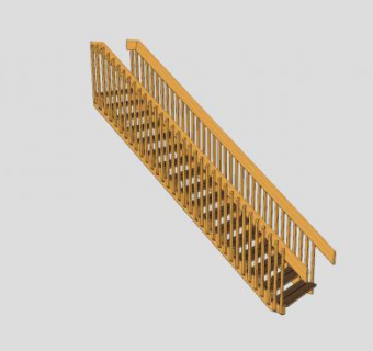 实木直跑楼梯SU模型下载_sketchup草图大师SKP模型