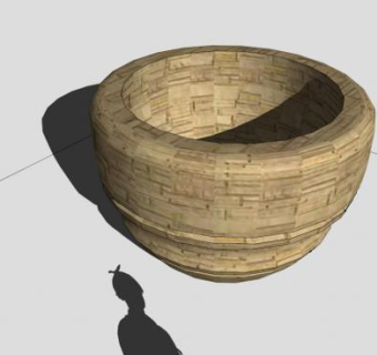 土色陶瓷花盆SU模型下载_sketchup草图大师SKP模型