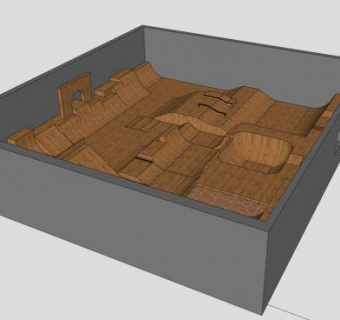 大型室内木制滑板公园SU模型下载_sketchup草图大师SKP模型