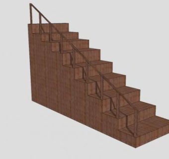 木制护栏楼梯SU模型下载_sketchup草图大师SKP模型