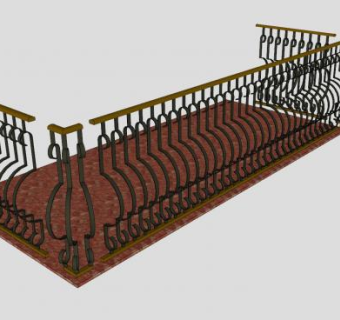 欧式铁艺阳台护栏SU模型下载_sketchup草图大师SKP模型