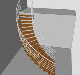 弧形钢木梯SU模型下载_sketchup草图大师SKP模型