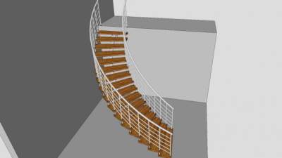 弧形钢木梯SU模型下载_sketchup草图大师SKP模型