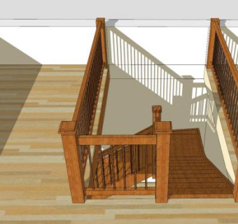 住宅实木楼梯SU模型下载_sketchup草图大师SKP模型
