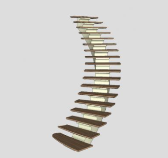 弧木梯SU模型下载_sketchup草图大师SKP模型